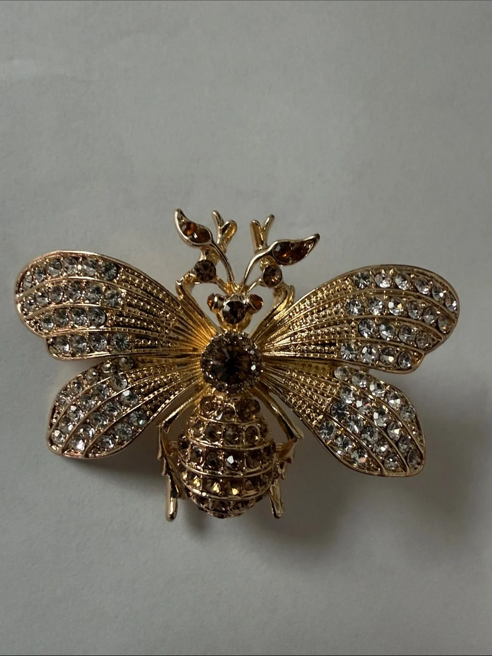 Gold Crystal Bee Brooch - Women's Jewelry
